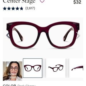 Peepers Center Stage Dark Cherry Glasses +2.00 Opra's Favorites